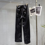 PENDRA Elastic Straight Leg PU Leather Pants