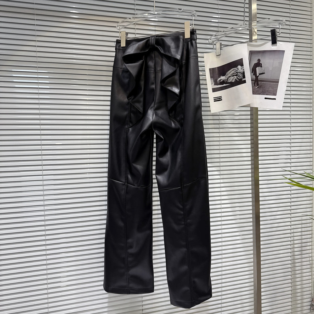 PENDRA Elastic Straight Leg PU Leather Pants