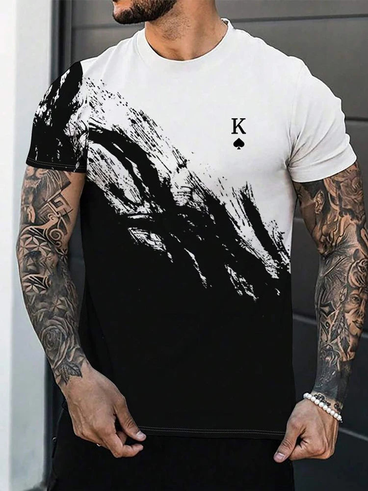 Summer Outdoor Casual Men's T-shirt Seaside Surf Men's Short Sleeve Letter Shark Print Men's T-shirt Daily Street Fashion T-shir