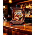 Novelty 3D Horse Design Glass Decanter, Crown Stopper Whiskey Bottle, Man Cave Bar Decor for Sports Enthusiasts