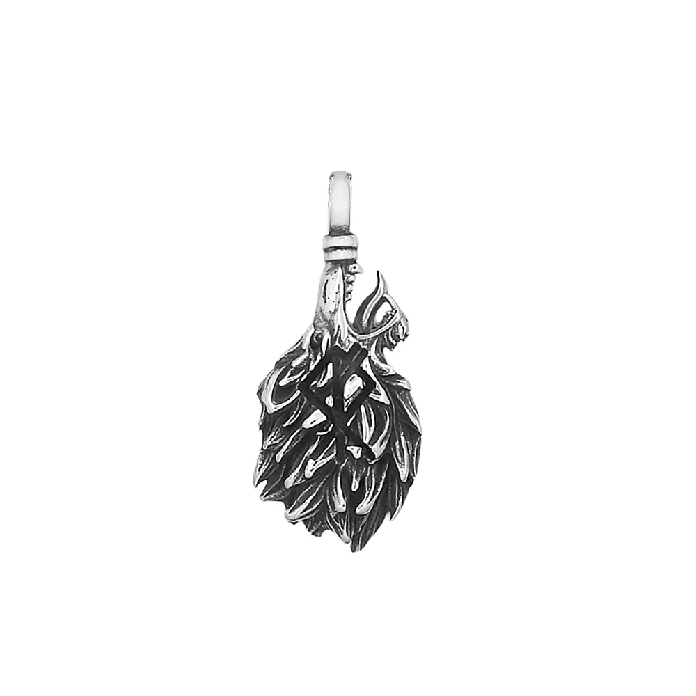 PENDRA Wolfcrest Stainless Steel Viking Wolf Head Pendant