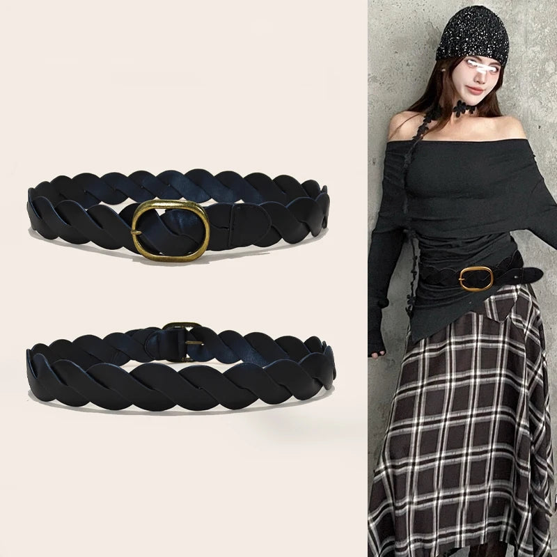 High Quality Luxury Desiner Women's Leather Belt Western Cowgirl Fashion Trendy Gothic Accessories Corset Belt Jeans Waistband