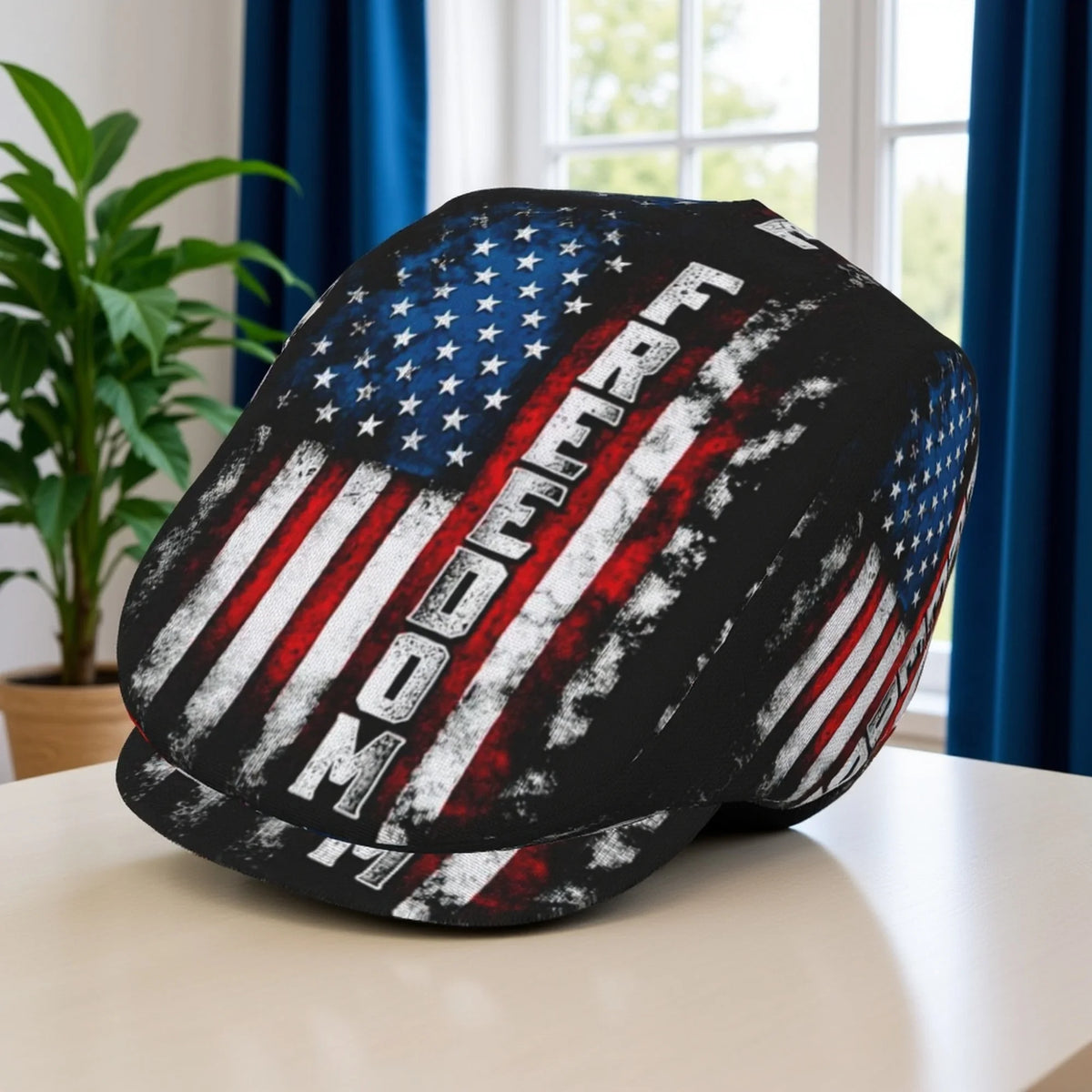 1pc Vintage Freedom Flag Texture All-over Print Flat-top Hat for Men and Women; Painter's Hat, Newsboy Cap, Beret, Irish-style D