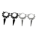 Stainless Steel Spike Cone Drop Earrings Man Punk Beaded Hoop Earrings for Men Women Gothic Hip Hop Dangle Ear Cool Jewelry Gift