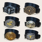 PENDRA Galaine Leather Bull Buckle Western Gothic Belt