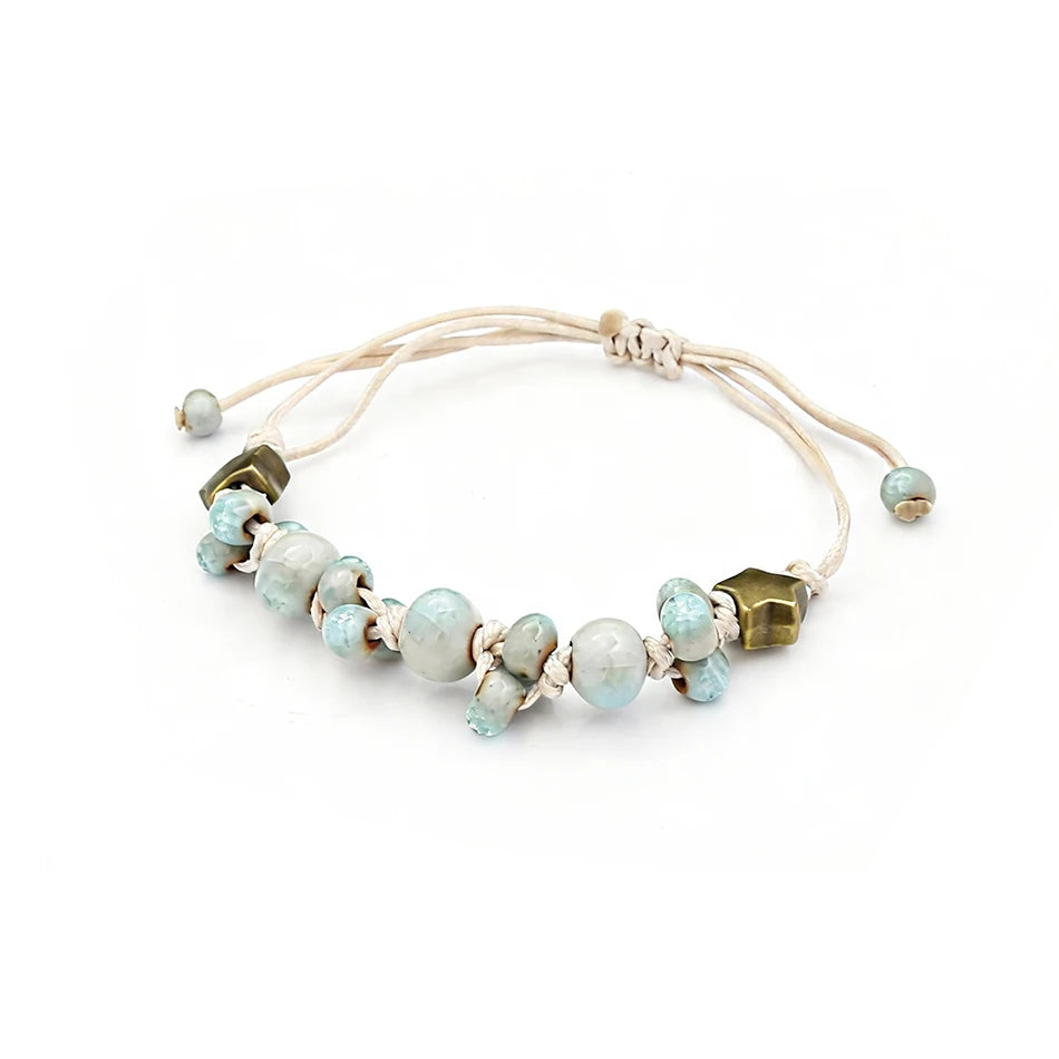 PENDRA Ceramica Light Blue Handmade Ceramic Beaded Bracelet