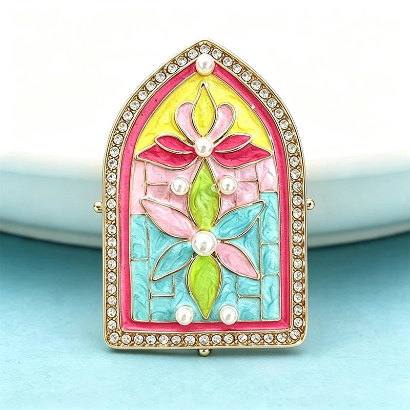 PENDRA Windowflora Vintage Enamel Flower Window Brooch