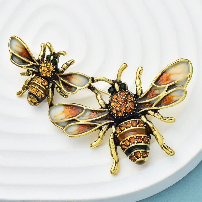 PENDRA Honeywing Rhinestone Bee Brooch