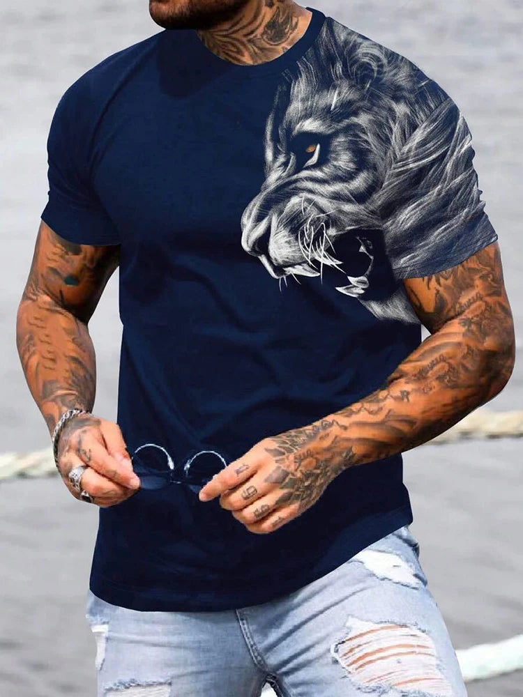 PENDRA Short-Sleeve Lion Print T-Shirt