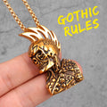 Gothic Rules Skull Punk Rock Hiphop Men Necklaces Pendants Chain for Boy Male Stainless Steel Jewelry Creativity Gift Wholesale