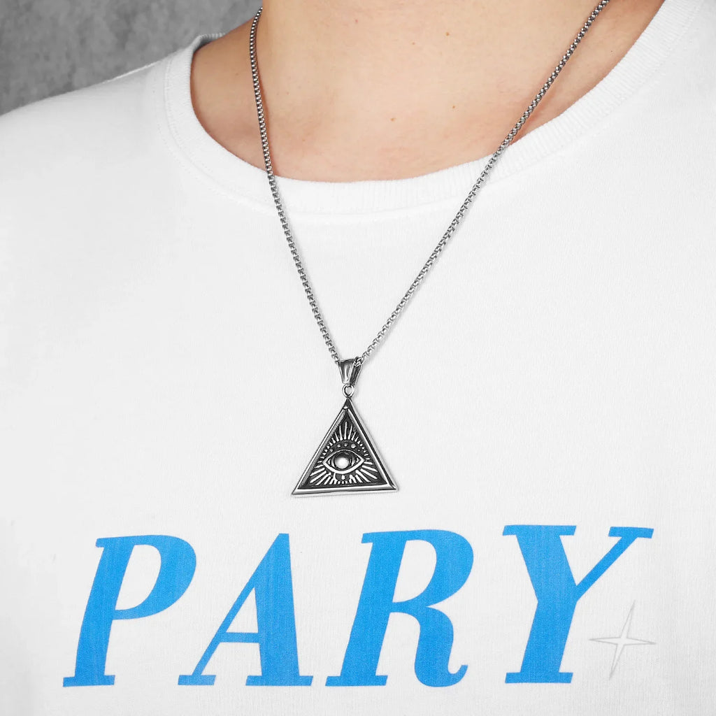 PENDRA Masonic Illuminati Eye Steel Necklace