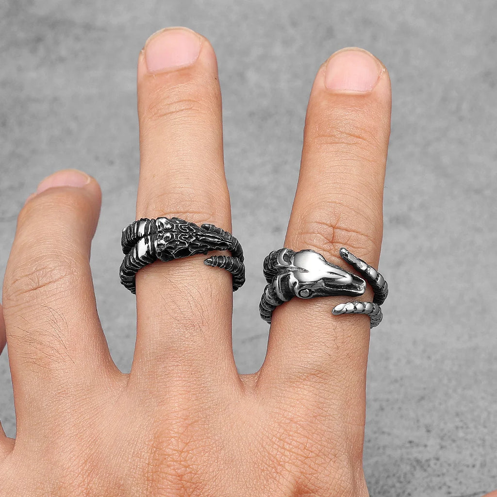 PENDRA Argali Sheep Skull Steel Ring