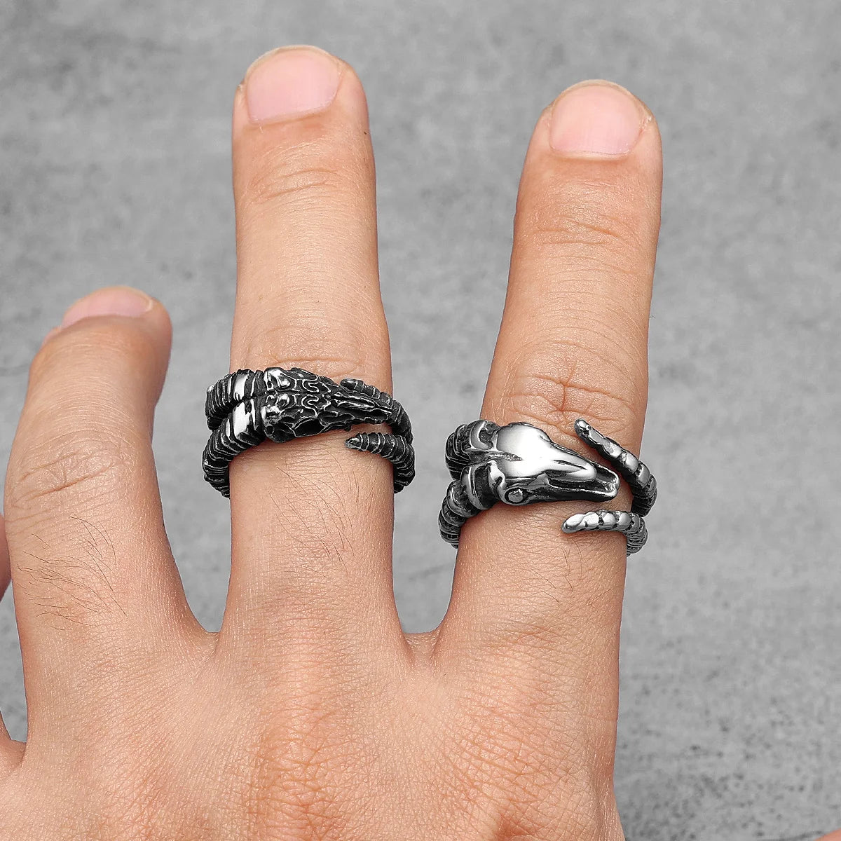 PENDRA Argali Sheep Skull Steel Ring