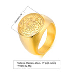 Men Signet Rings, Mens Amulet Ring,Solomon's Secret Seal Horse Seal of the seven archangels Stainless Steel Ring Jewelry