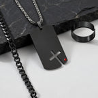 3pcs/set Dogtag Necklace for Men Boys,Stainless Steel Cuban Chain Bracelet,Waterproof Bend Ring Set Gift