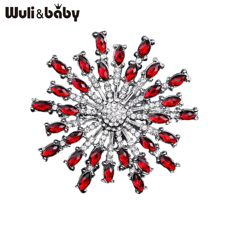 PENDRA Solara Rhinestone Round Sun Brooch