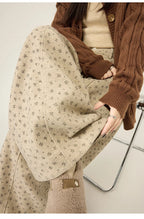 Lazy style floral print woolen suit pants women in winter new loose and versatile casual curved knife wide leg pants