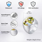 Custom Photo Ring for Men,Waterproof Stainless Steel Square Round Stamp Ring,Personalized Statement Ring Gift for Son Dad