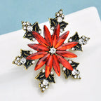 PENDRA Frost Red Rhinestone Snowflake Christmas Brooch