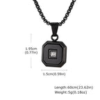 Stylish Square Pendant Necklaces for Men,Small Geometric Natural Stone Stainless Steel Pendant,Center Zircon Collars Gift