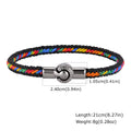 Men's Rainbow Braided Rope Bracelet,LGBT Pride Colorful Handmade Braided Bracelet with Stainless Steel Magnetic Clasp