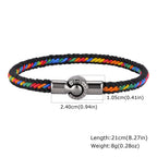 Men's Rainbow Braided Rope Bracelet,LGBT Pride Colorful Handmade Braided Bracelet with Stainless Steel Magnetic Clasp