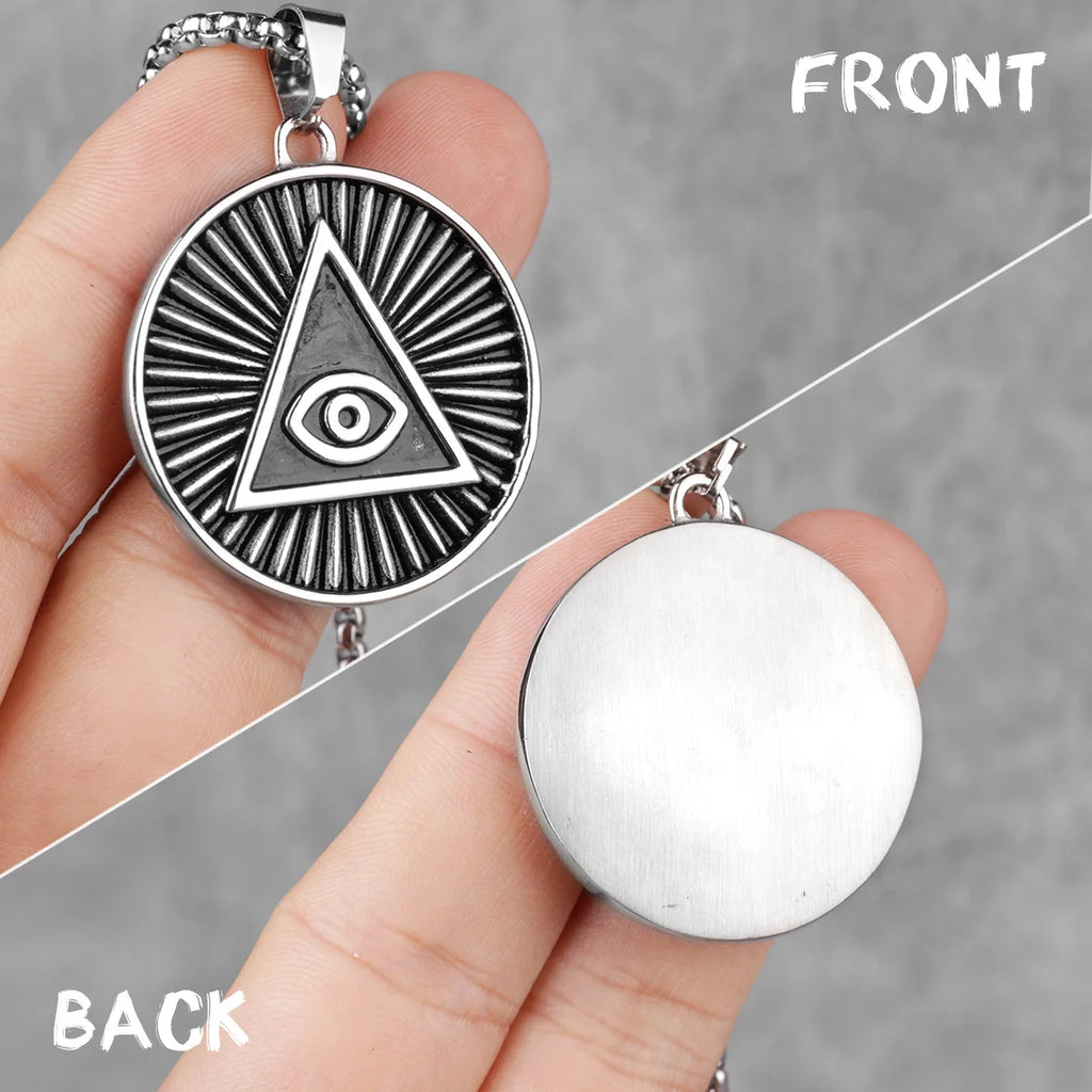 PENDRA God Eye Round Steel Necklace