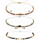 1/2/3pcs Boho Beaded Bracelets for Men,Handmade Mini Gold Color Stainless Steel Beads Glass Seeds Wristband,Summer Jewelry
