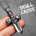 PENDRA Cross Skull Sword Steel Necklace