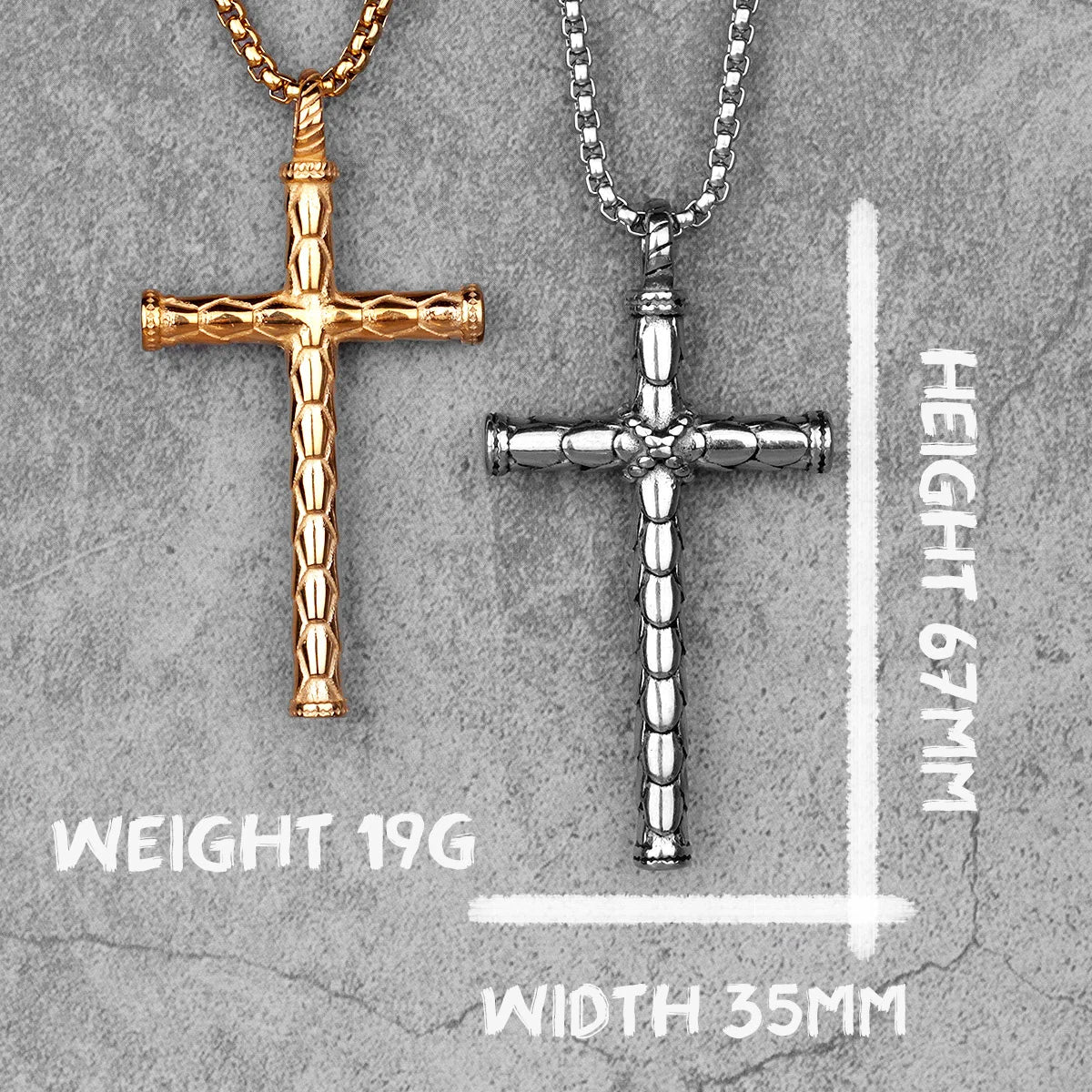 PENDRA Dragon Scale Cross Steel Necklace