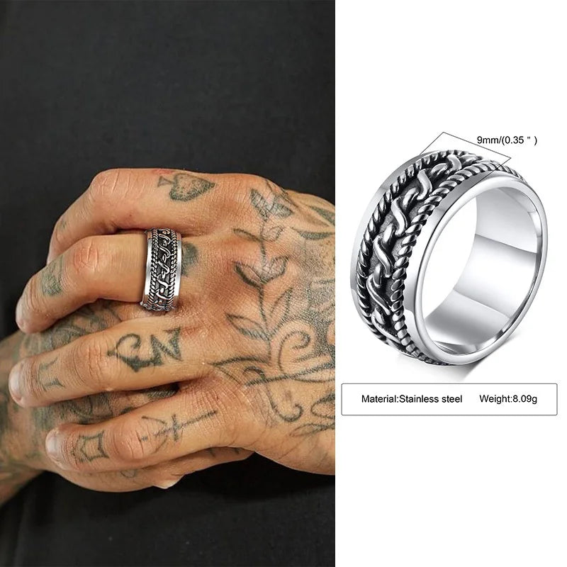 PENDRA Ethnic Knot Rune Black Ring
