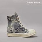 PENDRA Python Shadow Black Python-Embossed Leather High-Top Platform Ankle Boots