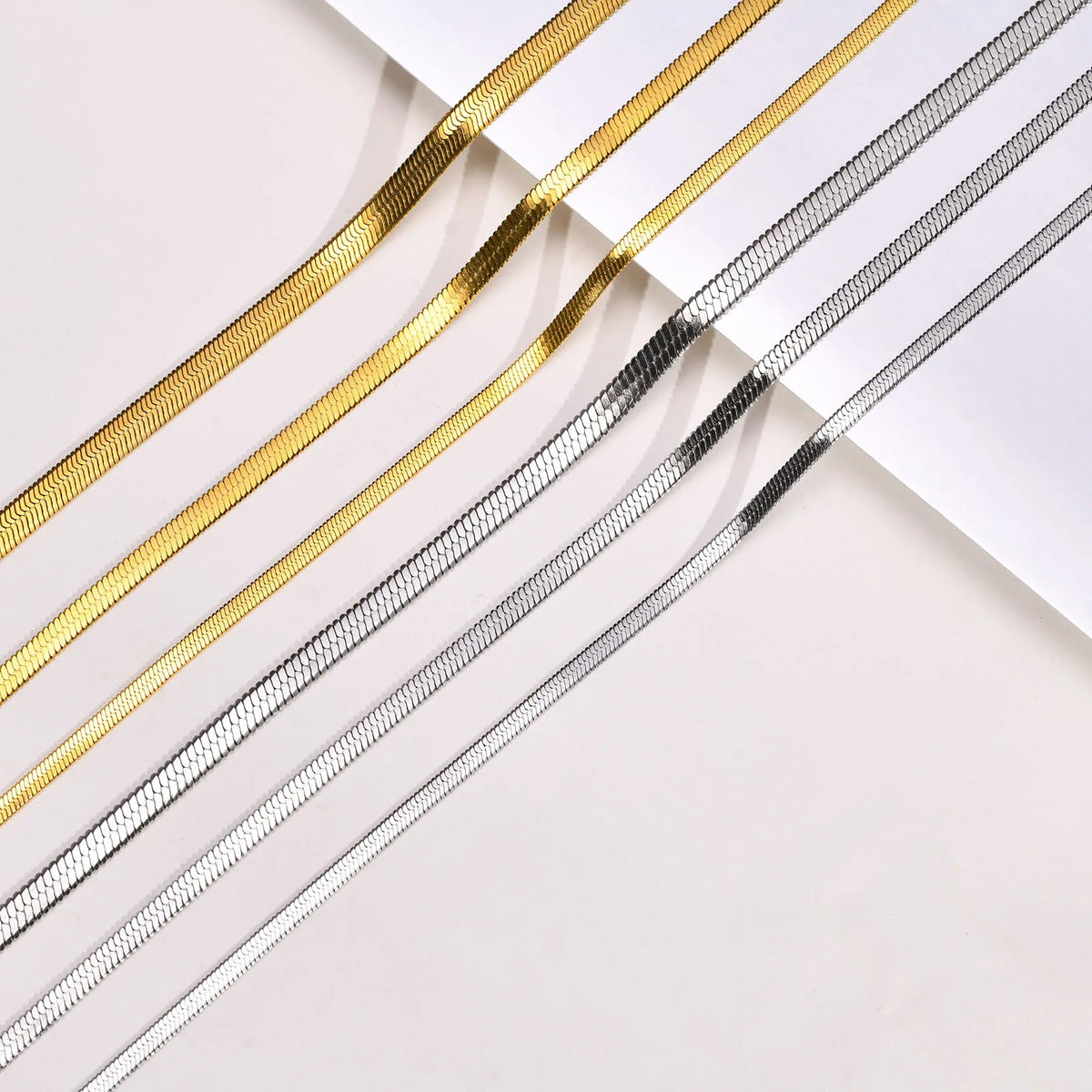 Stainless Steel Width 3mm/4mm/5mm Flat Snake Chain Choker Necklaces for Men