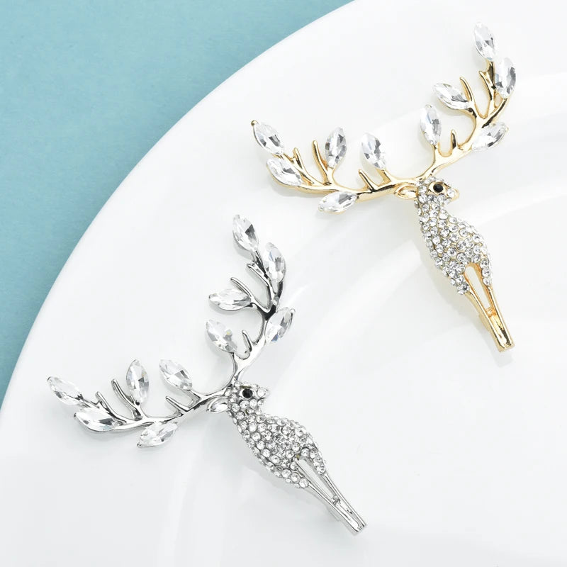 PENDRA Lucky Deer Rhinestone Animal Brooch