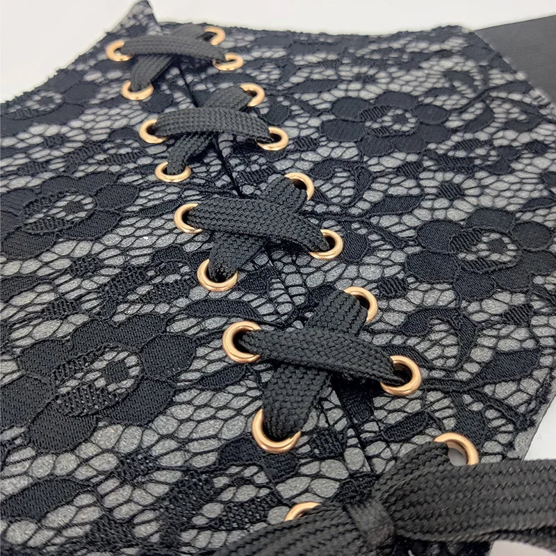 PENDRA Bellaelle Black Floral Gothic Corset Belt