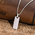 Men's Initial Vertical Bar Necklaces,Waterproof Stainless Steel Plain Geometric Pendant Collar,Personalize Custom Gifts Jewelry