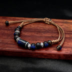 PENDRA Blue Mosaic Ceramic Adjustable Rope Bracelet