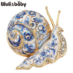 PENDRA Garden Snail Rhinestone Enamel Brooch