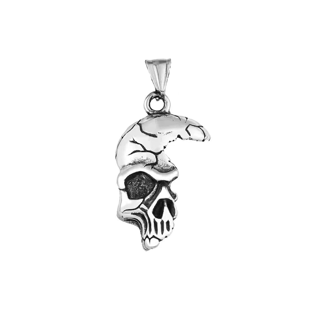 PENDRA Skullmask Punk Vintage Half-Face Skull Pendant Necklace