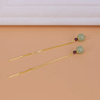 PENDRA Gold Jade Hetian Green Earrings