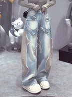PENDRA Rivetcolor Patchwork Wide Leg Jeans