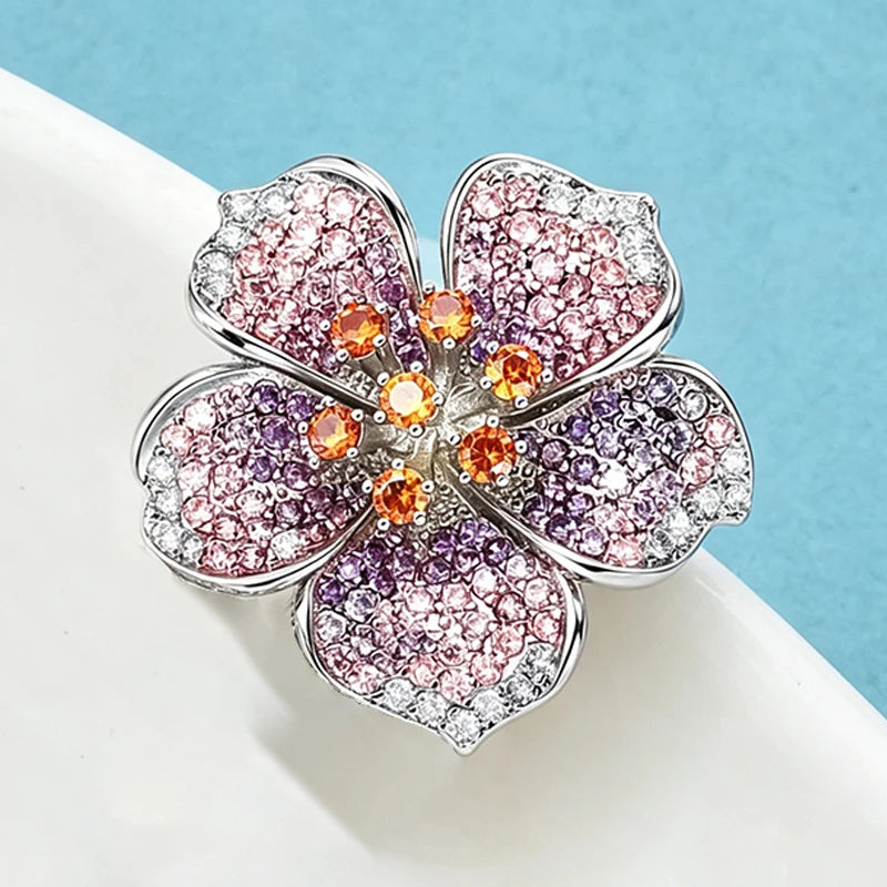 PENDRA Peachelle Peach Blossom Flower Brooch