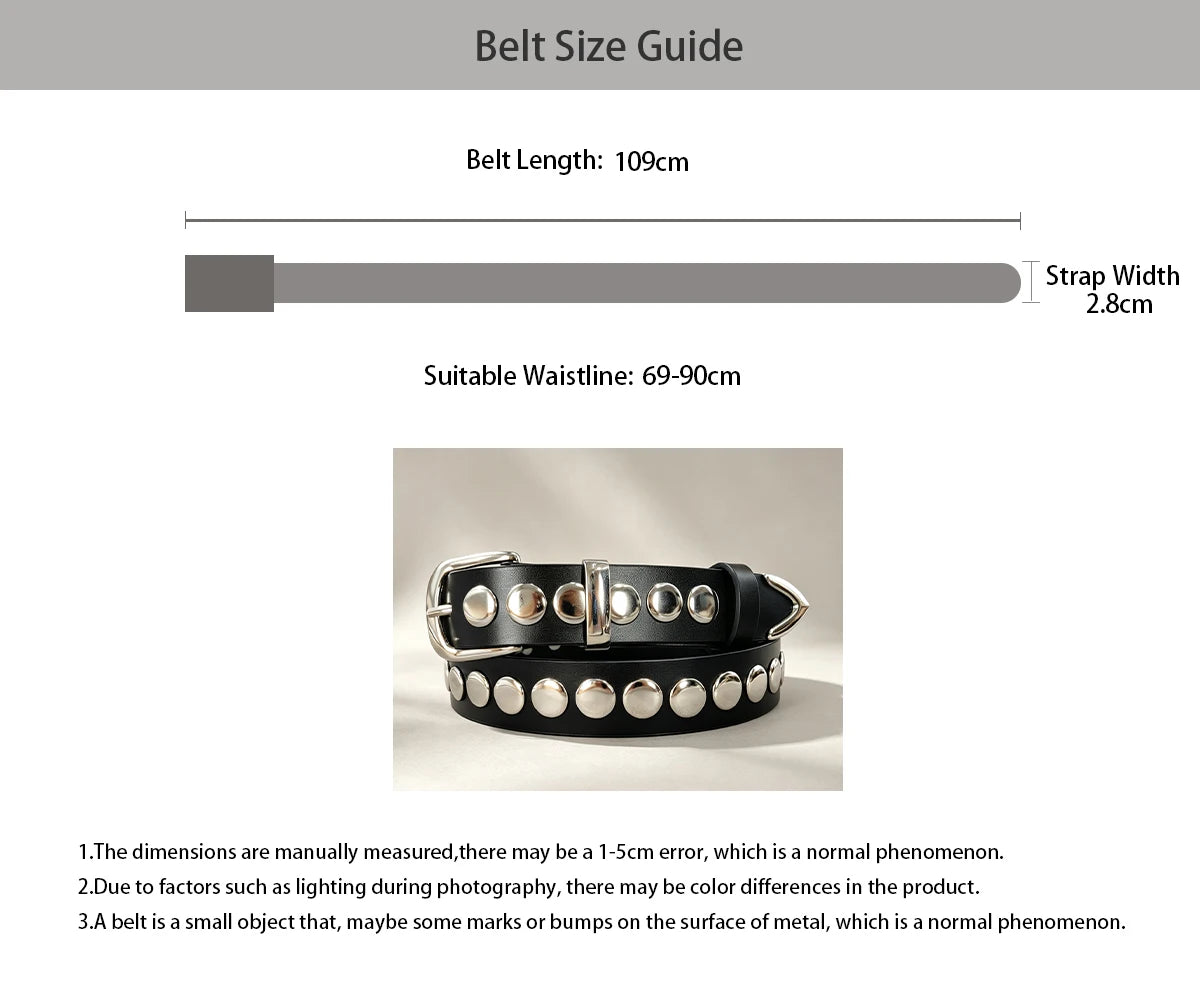 PENDRA Heralia Leather Black Rivet Studded Luxury Belt