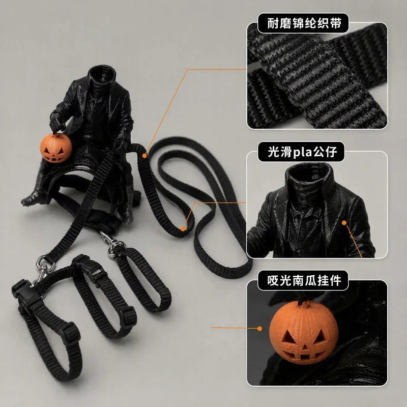 Funny Halloween Cat Dog Costume Headless Horseman Rider Pet Outfit for Small Dogs Cats Pumpkin Party Cosplay