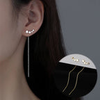 PENDRA Silver Tassel Chain Earrings