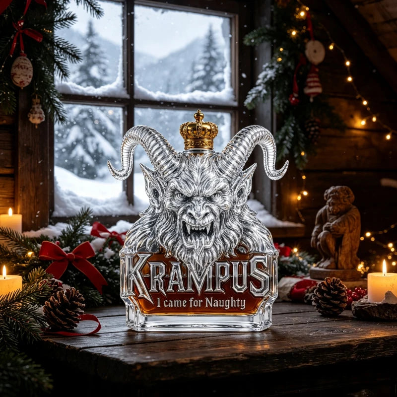 Krampus Gothic Demon Horn Glass Decanter Creative Spirits Bottle for Whiskey Bourbon Rum and Holiday Decoration