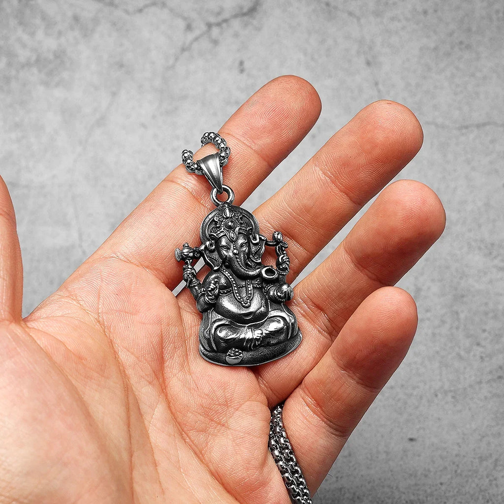 PENDRA Hinduism Ganesha Steel Necklace