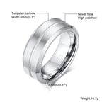 Trendy Brushed Tungsten Carbide Ring for Men Boys,8mm Grooved Durable Bend Ring,Father's Day Anniversary Gifts