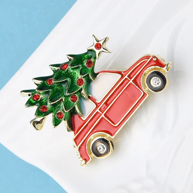 PENDRA Carabelle Enamel Christmas Car Brooch
