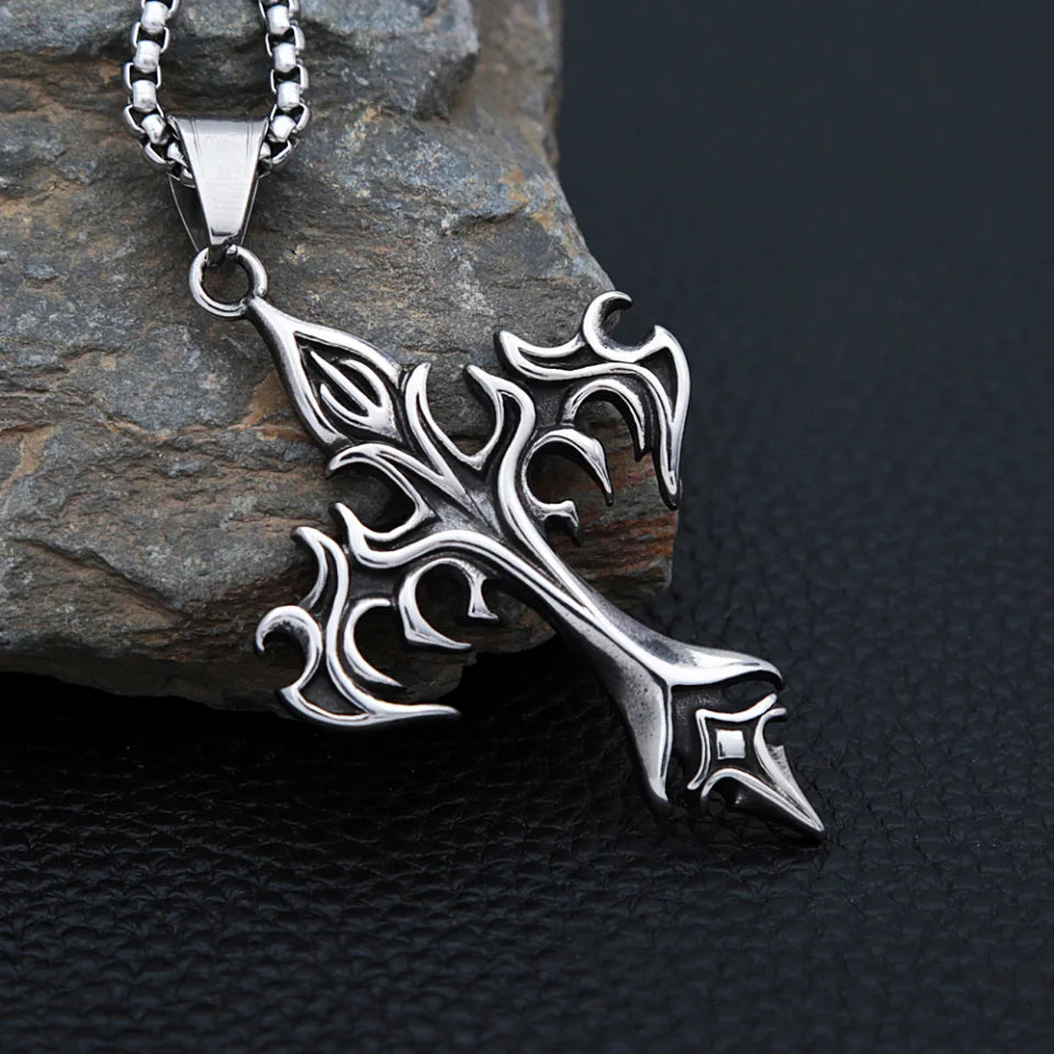 PENDRA Flamecross Gothic Flame Cross Pendant